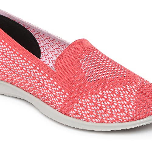 Image of Marc Loire Women's Athleisure Knitted Active Wear Slip-On Ballet Loafer Shoes for Daily Walking (Red, Numeric 3)