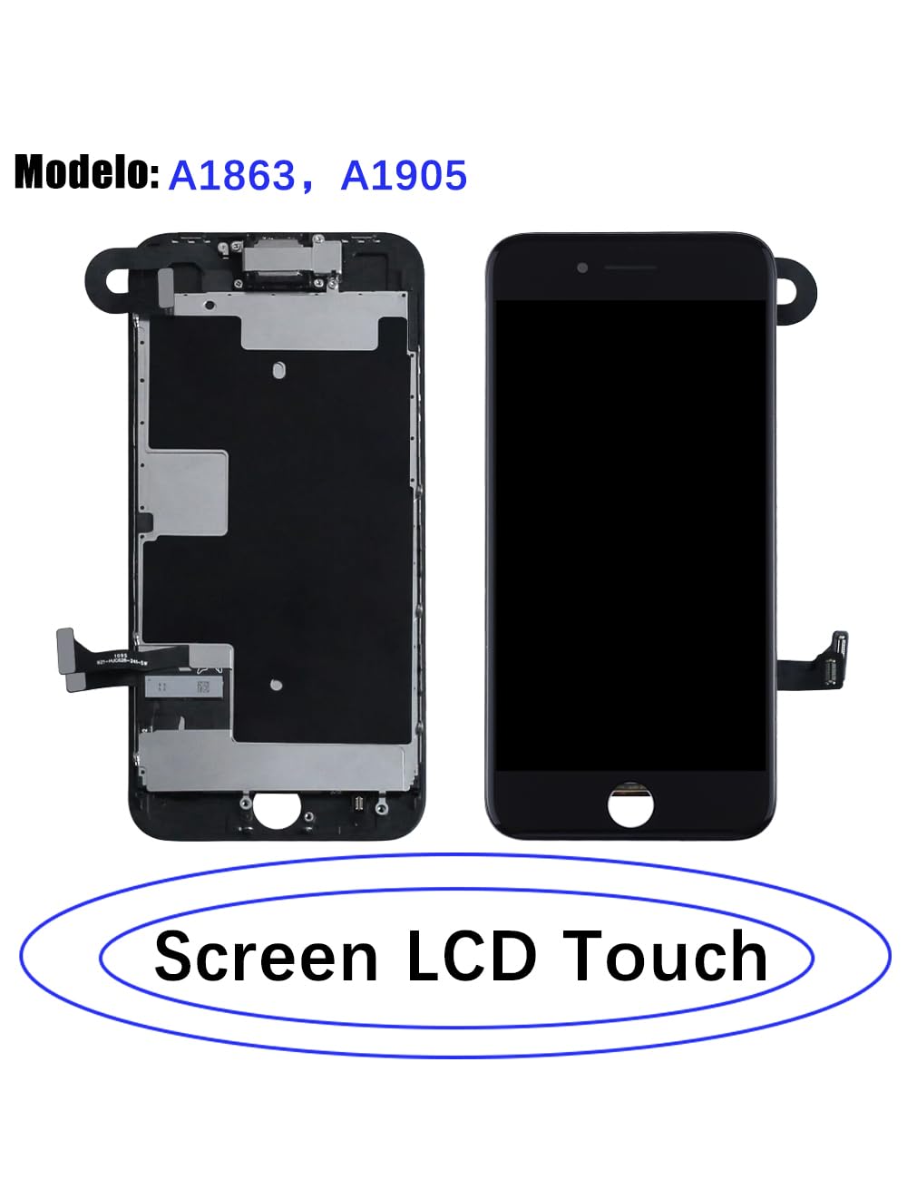 Display per iPhone 8 LCD Schermo di ricambio FHD Touchscreen Digitizer Telaio Assemblaggio con Altoparlante auricolare, Fotocamera frontale, Sensore di prossimità, Adesivo impermeabile, Kit di