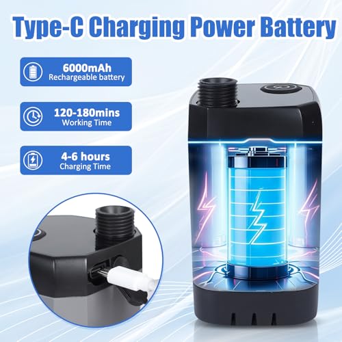 AYAMAYA Ducha portátil para camping, bomba recargable de 6000mAh con cabezal filtrado, 4 modos de rociado y pantalla LED, ducha para exterior, camping, senderismo, playa, viaje, baño de mascotas y lavado de autos miniatura 2