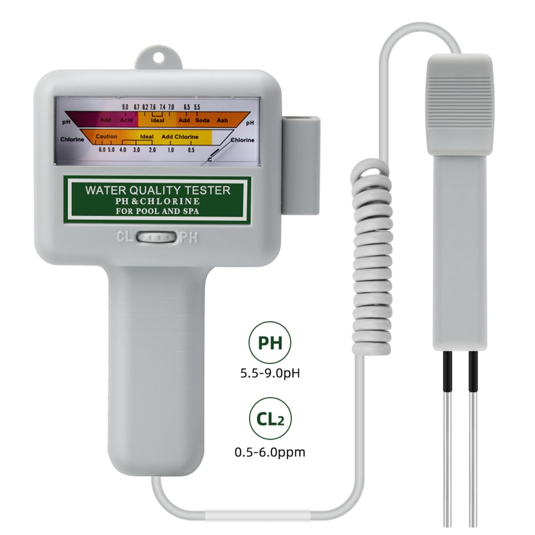 Tester di qualità dell'acqua per acquacoltura, rilevatore piscina 0,5 ~ 6,0 ppm CL2 laboratorio con strumento Ph, kit di test Ph Meter Dp per piscina, spa acquario