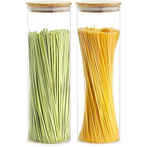 Praknu Vorratsdosen für Spaghetti 2er Set - Luftdicht mit Deckel - Spülmaschinenfest Cover