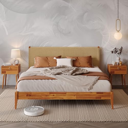 Bme Selina King Bed Frame and Headboard - Handcrafted Paper Cord...