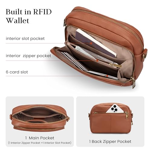 Image of befen Genuine Leather Crossbody Bag for Women Anti Theft Purse and Hangbags with Built in RFID Wallet