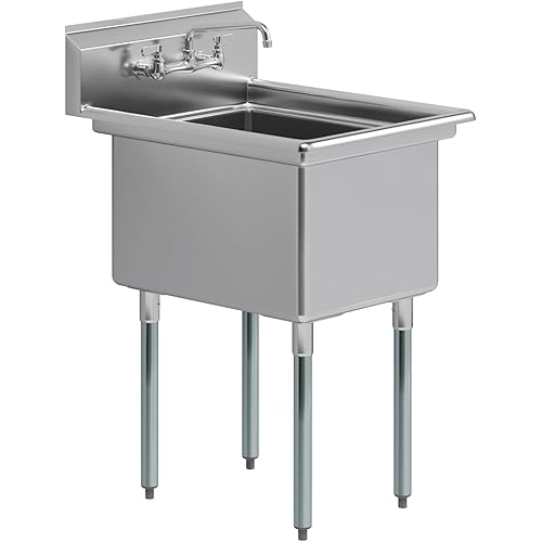 AmGood Stainless Steel Prep & Utility Sink | 304 Stainless Steel | Overall Size: 29 3/4" x 23 5/8" | NSF | Restaurant, Kitchen, Laundry, Garage (Bowl Size: 24" x 18" + Faucet)