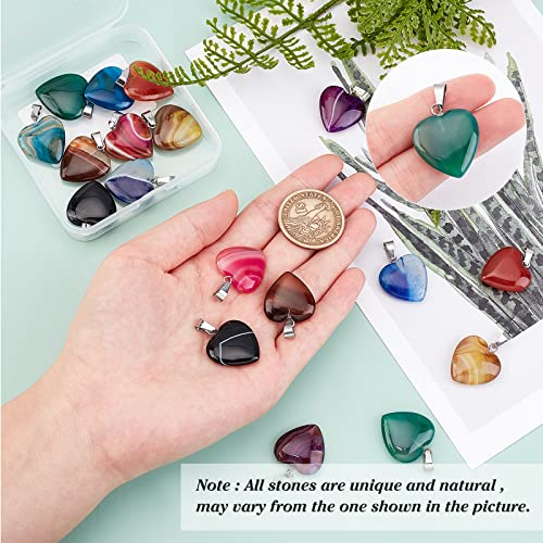 SUNNYCLUE 1 Box 9 STyles 18Pcs Heart Stone Charms Healing Crystals Pendant Reiki Chakra Gemstone Beads with Stainless Steel Snap On Bails for Adults DIY Necklace Jewelry Making Crafts - Image 2
