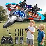 IOEDHW V32 Foam Remote Control Airplanes, 2.4Ghz 4CH RC Planes for Kids, RC Fighter Jet Toys with LED Light, 360° Flip, Auto Hover, Easy to Fly Remote Control Aircraft Toy Gift for Kids and Beginner