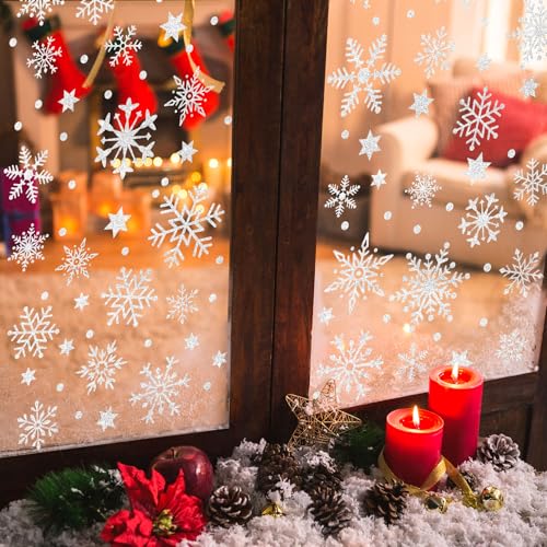BETESSIN Schneeflocken Fensterbilder Weihnachten Selbstklebend - 6...