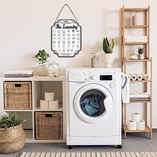 NBEADS Retro Farmhouse Wood Hanging Plaque, Rustic Laundry Room Wall Sign Art Decoration with Jute Twine, 24x30cm - Image 3