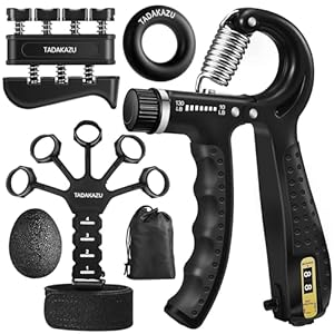 TADAKAZU Grip Strength Trainer Kit (5 Pack) Hand Grip Strengthener, Finger Exerciser,Hand Extension Exerciser, Stress Relief Ball and Forearm Workout Ring for Muscle Building and Injury Recover