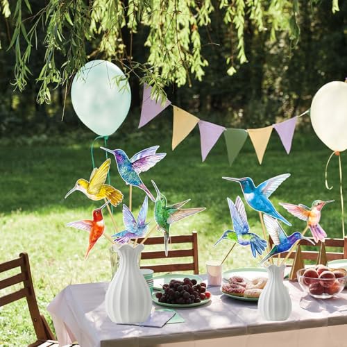 Image of Hummingbird Centerpiece Sticks Hummingbird Birthday Party Decorations 14PCS Birds Table Toppers Bird Party Centerpieces for Spring Summer Theme Party Supplies