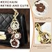 FengFaer Women's Leather Flower Bag Charm Handbag& Handbag Charms for Purses Wallet Decor Vintage Aesthetic Keychain Accessory Leather Flower Keychain