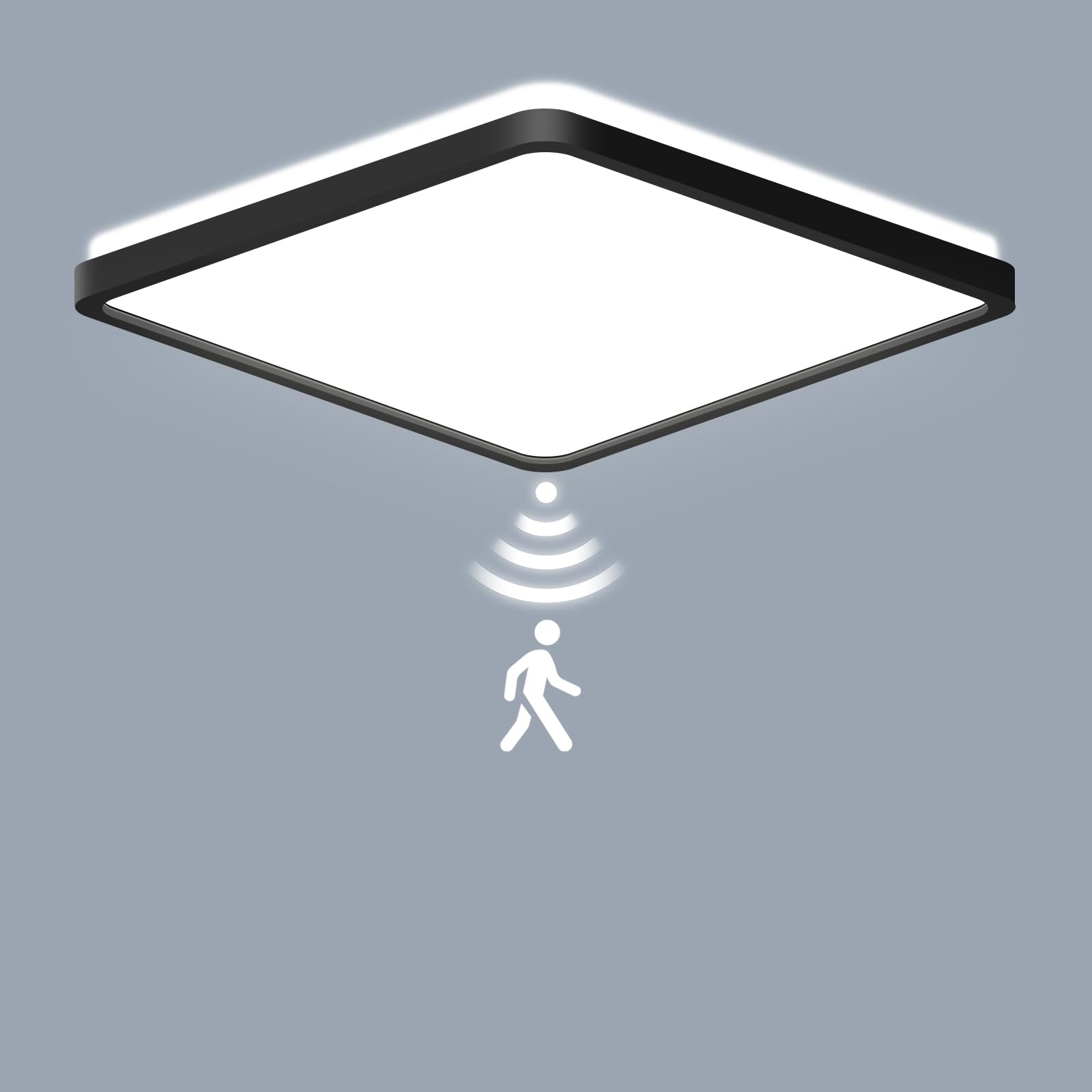 LEZOE LED Deckenleuchte mit Bewegungsmelder, 18W 1800LM Radar Sesor LED Deckenlampe Dimmbar, 3000K/4000K/6500K Sensorlampe Für Badezimmer, Garage, Treppen, Keller, Flur, Balkon, Diele 22CM Schwarz