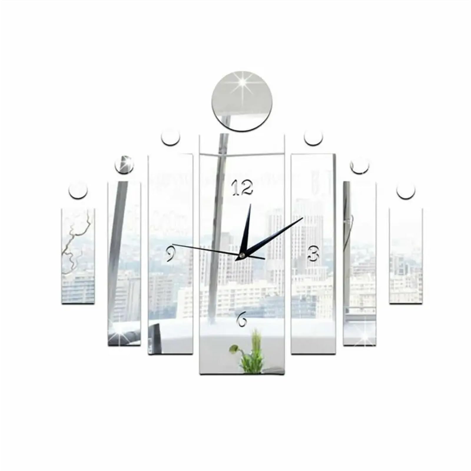 VFDVSWZSA Stylish wall clock, 3D Number Mirror Art Clock Wall Watch Sticker Creative DIY Silent Home Room Decor(Silver)