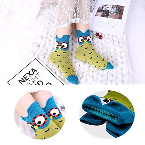 Women Casual Cotton Socks,5Pcs Cute Lovely Animal Owl Thermal Socks for Ladies Teen Girls2