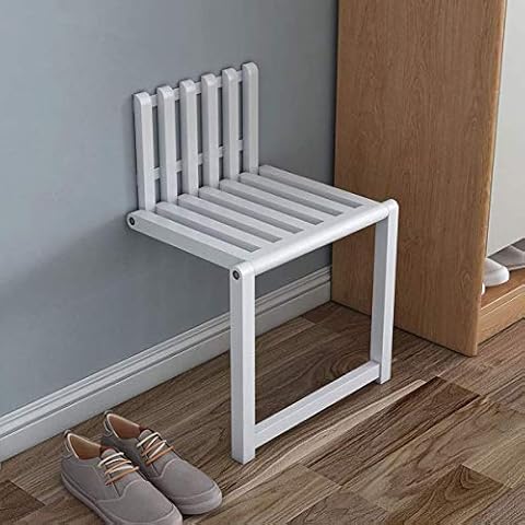 Wall-mounted Folding Chair, Wall Folding Chair Invisible Folding Chair Save Space Shoe Bench Load 200kg, for Bedroom, Bathroom, Entrance Hall, Living Room Folding Chairs (white) Cover