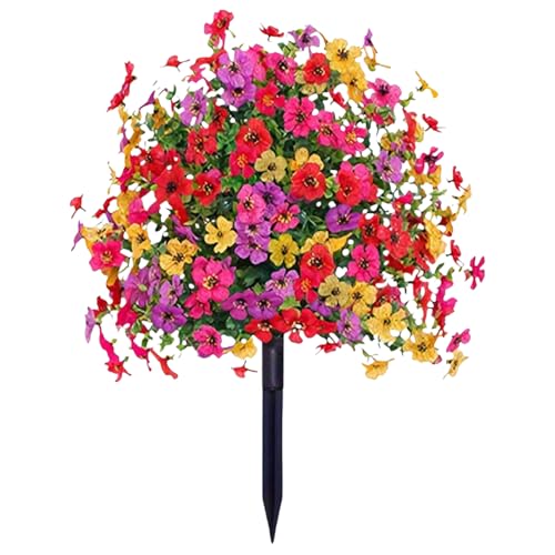 Piquets de Jardin en Fausses Fleurs Violettes avec piquets, Bouquet Artificiel pour extérieur, déco de Mariage, Porche, Patio