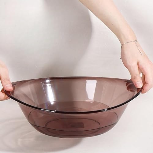 Akasooda 透明 洗面器 湯おけ フットバス 楕円形 プラスチック 大きい バスルーム 美容院 手洗い 桶 風呂 (ブラウン)
