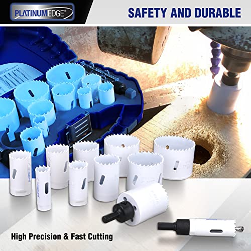 Hole Saw Kit, 17 Piece General Purpose 3/4" To 2-1/2" Set With Mandrels, Bi-Metal, Durable High Speed Steel (Hss). Fast Cut Clean, Smooth And Precise Holes Through Pvc, Metal, Wood, Plastic, Drywall #TOP7