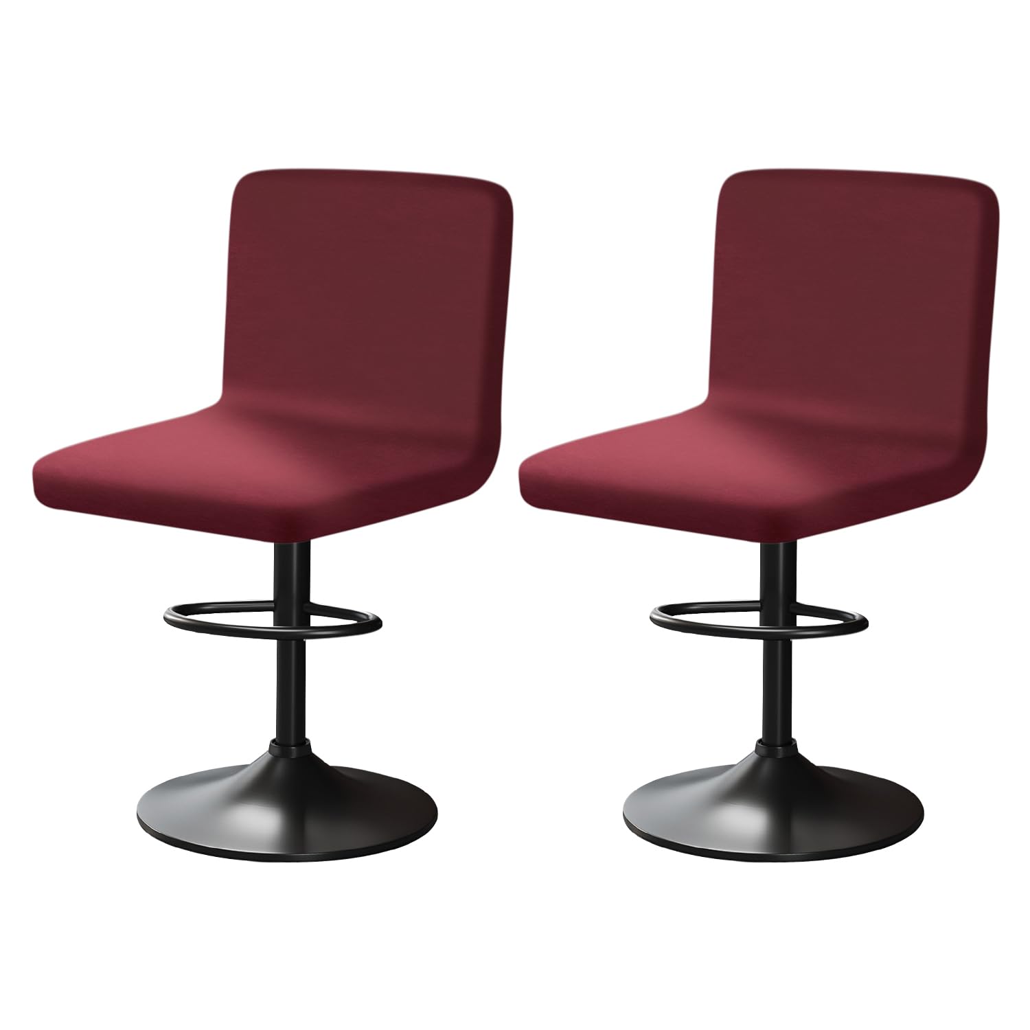 YINGAYOU Bar Stool Covers with Back Velvet Bar Stools Slipcovers with Backrest Very Soft Elastic and Easy to Install Wrinkle Resistant, Washable, Dustproof (2, Burgundy)