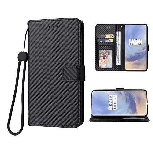 Compatible with Oneplus 7 Pro Wallet Case Wrist Strap Lanyard Leather Flip Card Holder Cell Accessories Phone Cover for OnePlus7Pro 5G One Plus 1+7 1Plus OnePlus7 7Pro One+ 1 + Seven Women Men Black