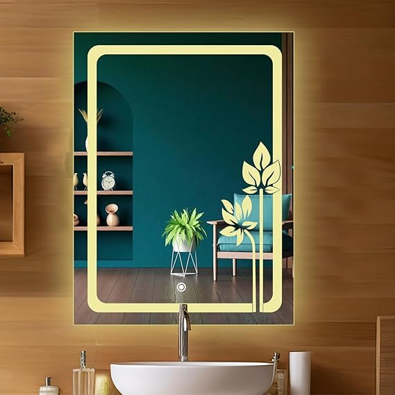 TINITALO Quality Glass Rectangular LED Mirror for Bathroon with Back Light Imported Touch Sensor + Dimmer + White Light + Coold Day Light + Warm Light Total 3 Light Brightness AdjustableLED 297-image-35