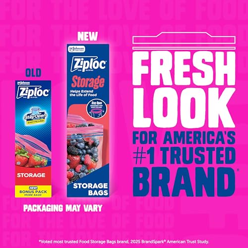 Ziploc Gallon Food Storage Bags, Stand-Up Bottom, Easy to Fill, 162 Count (Packaging May Vary)