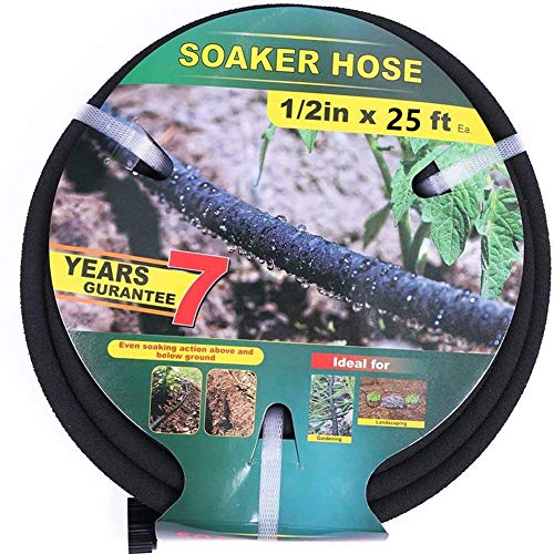Taisia 1/2" Soaker Hose 25 ft Round Rubber Garden Soaker Hoses, Heavy Duty Drip Hose for Watering Irrigation, Water Seeper Soaker Hoses for Garden, Lawn and Plants by Taisia - Used condition - US$20.44