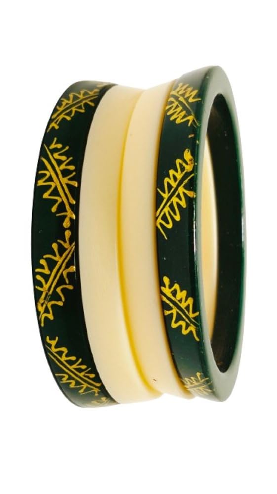 Rajasthani Rajputi Handcrafted Bracelet/Bangle Set for Wedding, Marriage, Anniversary and Engagement Green and Cream Color Chuda (2.8) (B0DFCSJRSW) Amazon Price History, Amazon Price Tracker