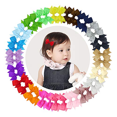 Ruyaa Small Pinwheel Hair Bow Clip for Baby Girl Fine Hair Toddler Hair Accessories Tiny Infant Barrettes Pairs Assorted 40pcs