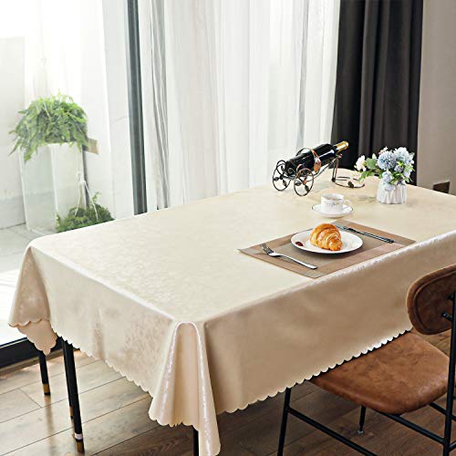 Flash Deals - 50% OFF Rectangular Vinyl Tablecloth Waterproof Oil-Proof Non-Slip Spill-Proof Durable Tablecloth Washable Dust-Proof Table Cover for Kitchen Dinning Party(Beige, 60"X104" Rectangle/Oblong)