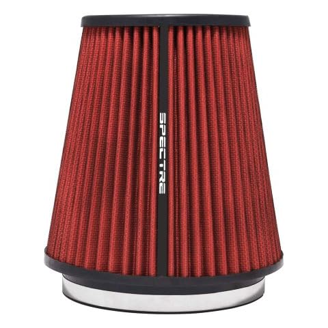 Spectre Universal Clamp-On Air Filter: High Performance, Washable Filter: Round Tapered; 6 in (152 mm) Flange ID; 8.5 in (216 mm) Height; 7.719 in (196 mm) Base; 5.125 in (130 mm) Top, SPE-HPR9891 Cover