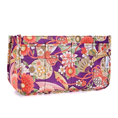 Periea Handtaschen Organizer - Taschen Organisator - Daisy - 3 Größenoptionen - Klein, Mittel oder Groß (Lila Blumen, Groß)