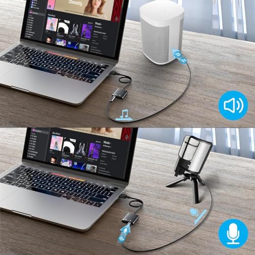 Image of ZORBES USB Sound Card to 3.5mm Jack Audio Adapter External Stereo Sound Adapter Splitter Converter for Windows, Mac, Linux, Laptop, PC, PS4, Headset - Plug & Play No Drivers Needed
