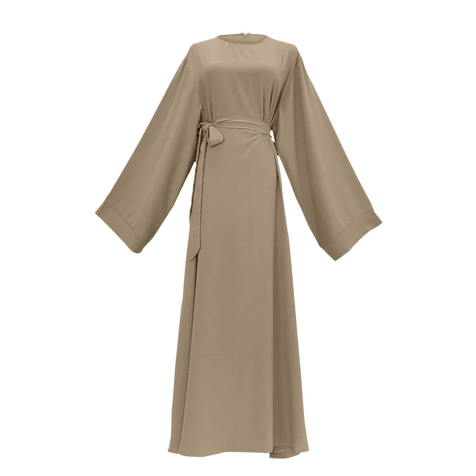 Kaftan Musulmana Ramadán para Mujer Manga Larga Suelto Islamic Abaya Kaftan Largo Túnica Mujer Dubai Oriente Trajes para Eid Ramadán Ramadán Vestido con pañuelo