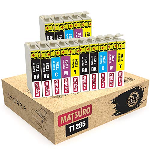 Matsuro Original | Compatible Cartuchos de Tinta Reemplazo para EPSON T1285 T1281 T1282 T1283 T1284 (3 Sets + 3 BK)