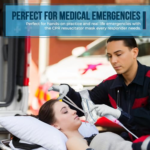 Image of Primacare RS-6848 First Aid CPR Mask Combo Kit for Adult and Infant - Emergency Resuscitator Set with 2 Valves, Vinyl Gloves, Alcohol Prep Pads & Carrying Case Included