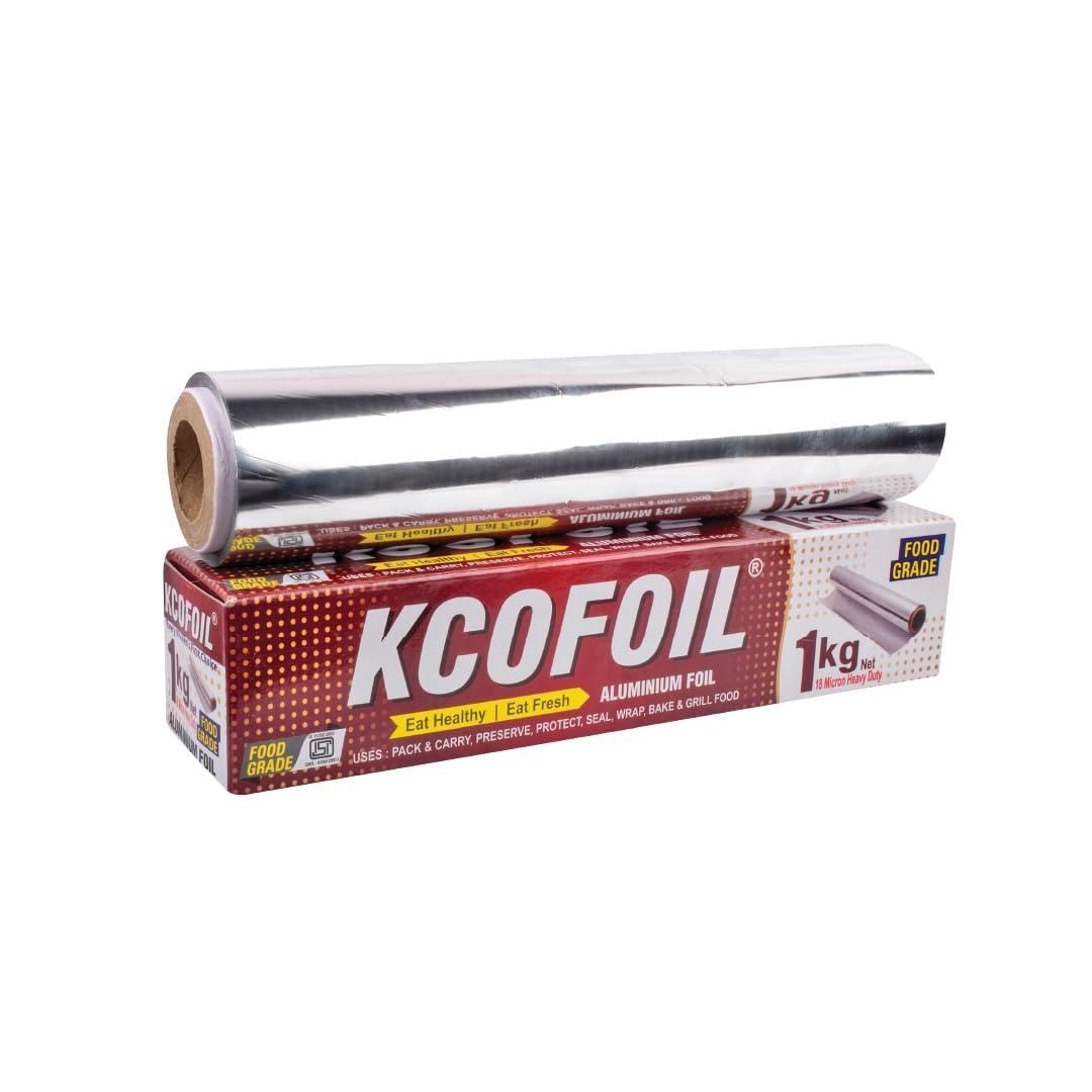 Aluminium Foil Roll -1Kg | ISI Certified | 18 Micron Thickness Food-Grade Silver Foil Paper for Lunch & Tiffin | Multipurpose Kitchen Wrap for Cooking, Baking, Grilling & Food Storage | Pack of-1