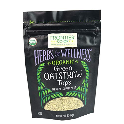 Frontier Co-op Oatstraw Green Tops, Cut & Sifted, Certified Organic | 2.19 oz (62g) Resealable Bag | Avena sativa L.