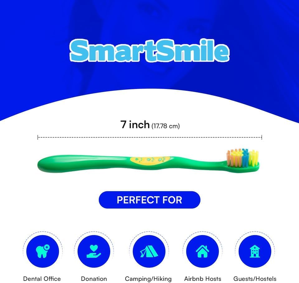 SmartSmile 72 Pcs Bulk Kids Toothbrushes Individually Wrapped - Assorted Colors with Animal Paw Prints - Popular Dental Office Patient 21-542 - Image 3