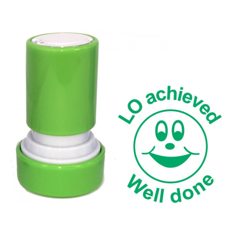 Classroom Capers Green Lo Achieved - Well Done Teacher Stamp. Self-Inking, 22Mm, Reinkable, Quality Stamper For Marking And Praise. Ink