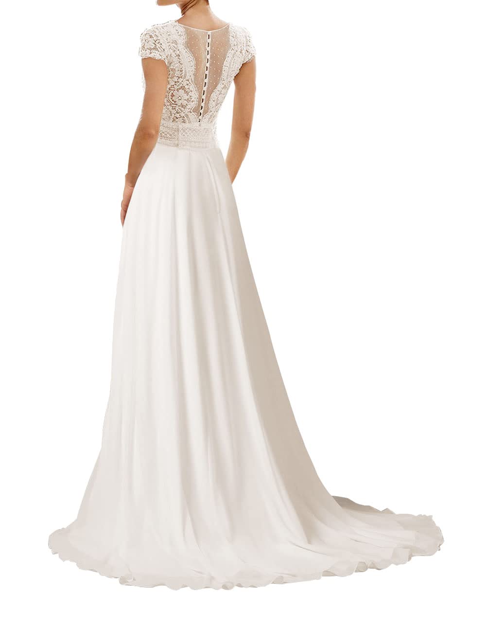 Elegante A-Line Damigella d'Onore Beach Ball Gown Boho, Bianco, 54 Grandi Dimensioni