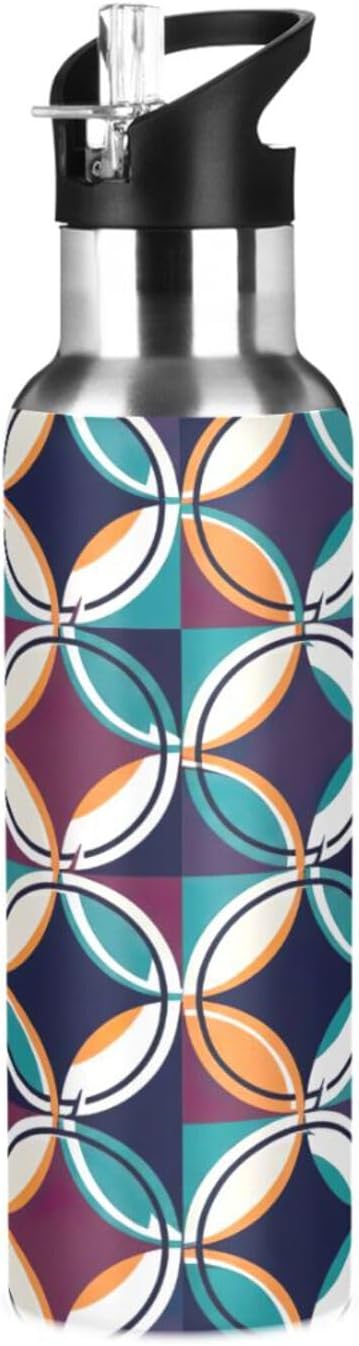 BPA-Free Sport Water Bottle 32 Oz, Insulated Stainless Steel Water Bottle with Straw for Gym Outdoor Travel School, Kaleidoscope