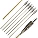 AMEYXGS 12pcs Archery Wooden Arrow Shaft Turkey Feather Wood Arrow Shaft Shooting Practice Arrow Without Arrowhead Suitable for Traditional Bow Long Bow (Type 1)
