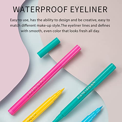 RoseFlower 12PCS Matte Rainbow Colorful Liquid Eyeliner Set, Super Sharp Soft Tip Brush, High Waterproof, Multicoloured - Image 2
