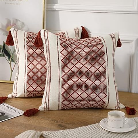 PANOD Boho Throw Pillow Cover, 18x18 inch Cover