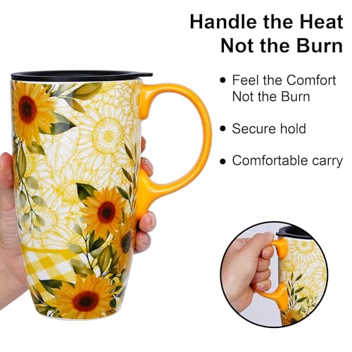 Taza de cerámica para viaje 17oz con tapa y mango miniatura 6