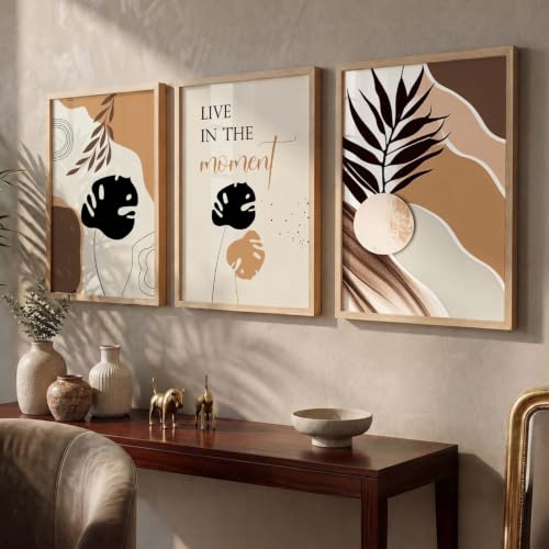 Image of kotart Wood Painting For Wall Decoration - Modern Art Wall Decor Framed Painting For Living Room Bedroom - Framed Posters /Paintings With Frame Set of 3 (Art 7)