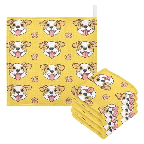 vvfelixl Funny Dog and Paws Baby Burp Cloths Baby Muslin Washcloths for Boys Girls Cotton Babys Face Towel for Newborn Infants Soft and Absorbent 11.8 X 11.8 in, 5 Pack3