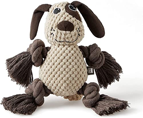 Lesure Squeaky Dog Toys for Chewers - Plush Dog Toy Stuffed Chew Toys with Squeakers for Puppies, Small Medium Large Dogs, Brown, 1 Pack