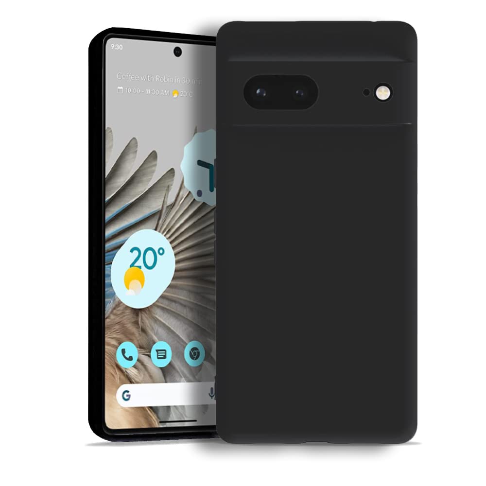 Liquid Silicone Case for Google Pixel 7 5G 6.3'', Soft Gel Rubber Anti-scratch Shockproof Slim Full Body Protection Phone Case Cover Compatible with Google Pixel 7 (2022) (Black)